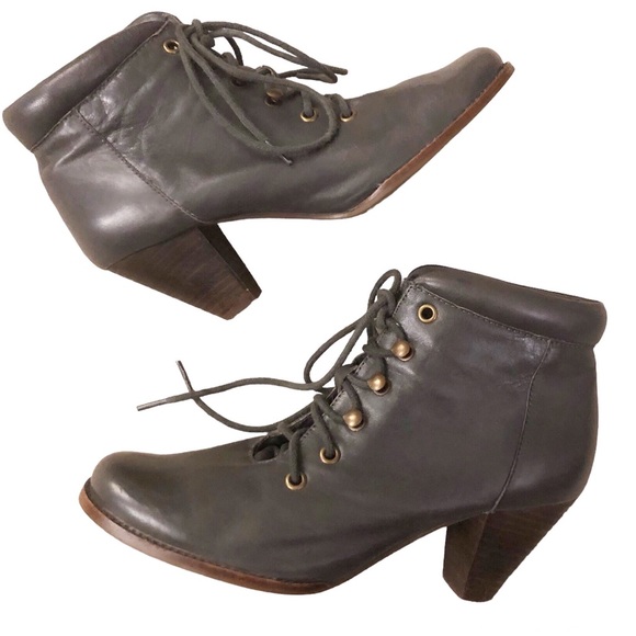 JEFFREY CAMPBELL Lace-up ankle booties Ingles Tahiti gray leather Victorian boho - Picture 9 of 11
